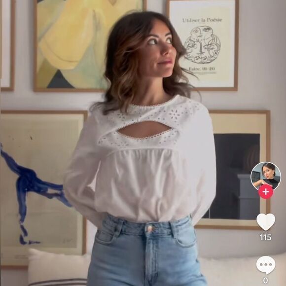 ZARA CUTOUT WHITE BLOUSE - Picture 2 of 13